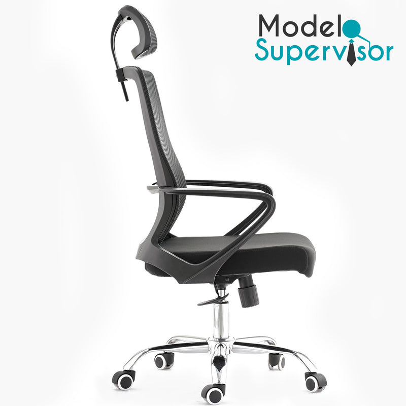 Silla ejecutiva de oficina Mesh Alta con Posa cabezas. Modelo Supervisor