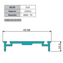 PF-107 Tapa Presora Muro Cortina Perfil Visto. Espesor 2.0 mm. Largo 5.85 mts. Acabado Natural.