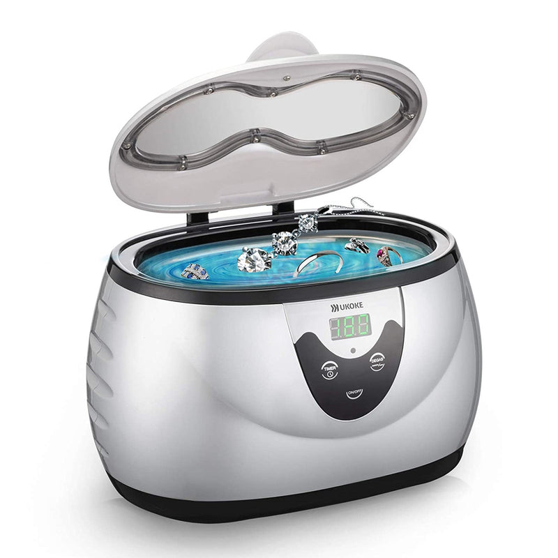 Limpiador ultrasónico profesional de joyería con temporizador.