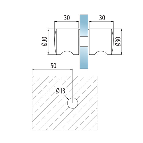Boton de ducha doble. ZAMAC. Economico Acabado Brillante. Vida util 2-3 años
