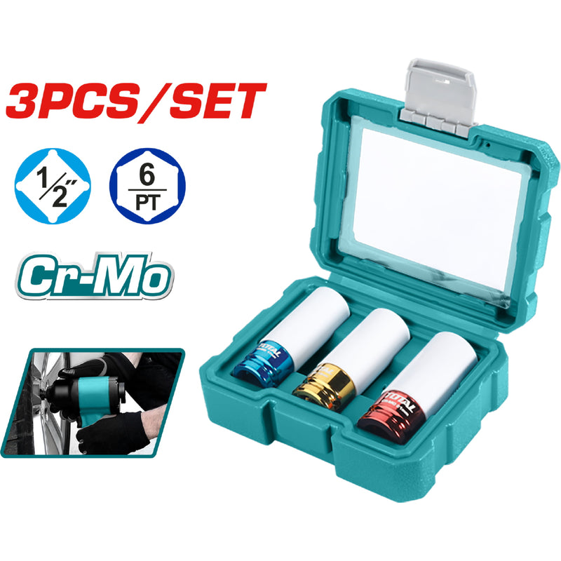 Juego de dados Socket para tuercas con protector externo de Funda de Nylon de 3 piezas. CrMo.