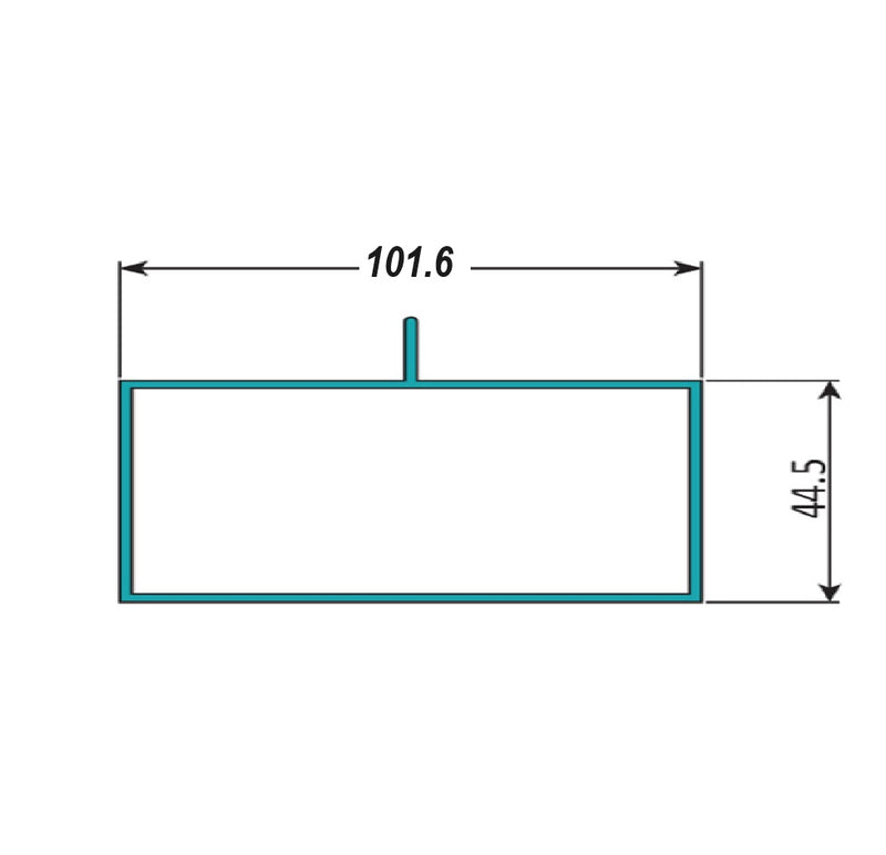 Perfil Marco Fijo 4" x 1 3/4" Aleta centrada 1.8 mm. L=5.85 m NEGRO