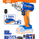 Llave impacto dado cuadrado 1/2" 20V. Brushless sin escobillas. 300NM. 2 baterías y 1 cargador.