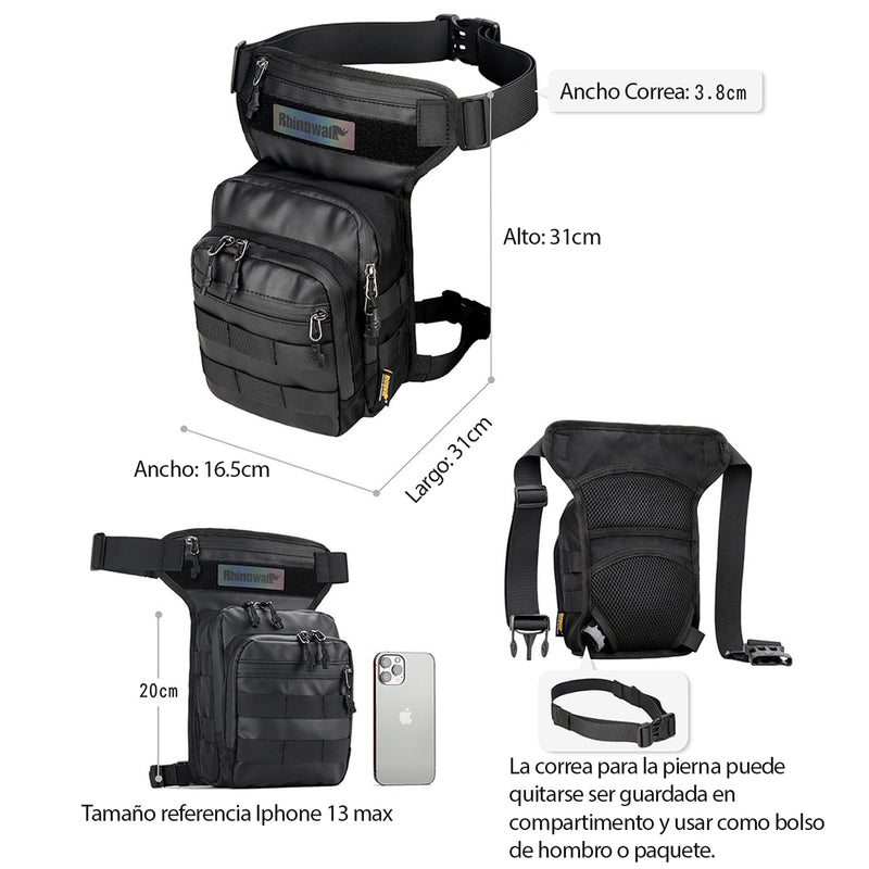 Bolso Táctico multifuncional para Pierna. Rhinowalk Negro