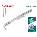 6 pza/ Juego tornillo " L"  5mm  y taco 8x40 mm. Galvanizado.