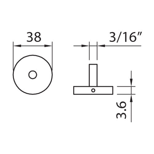 Boton Nivelador de fachadas.Satinado .Dia 38mm. p/vidrio 10-12mm.Separacion 6.35mm