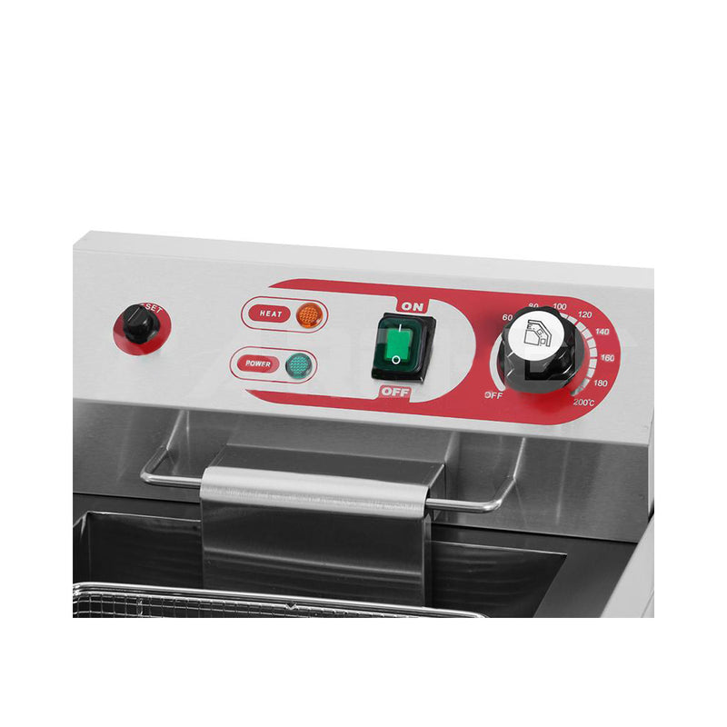 Freidora electrica 10L*2 tanques con valvula de drenaje  3KW+3KW 50-200C. 220V (1 año)