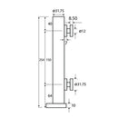 Soporte vertical para barandas de vidrio 254 alto tubo 31.75mmx3mm espesor perforaciones 12mm.