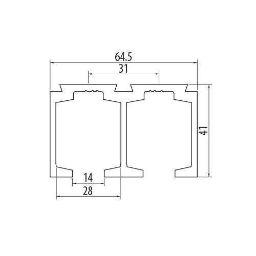Riel de aluminio para correderas dobles para sistema 8600. 5.8 mts