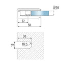 Clip sencillo vidrio muro  Aleacion ZAMAC. Economico Acabado Brillante. Vida util 2-3 años