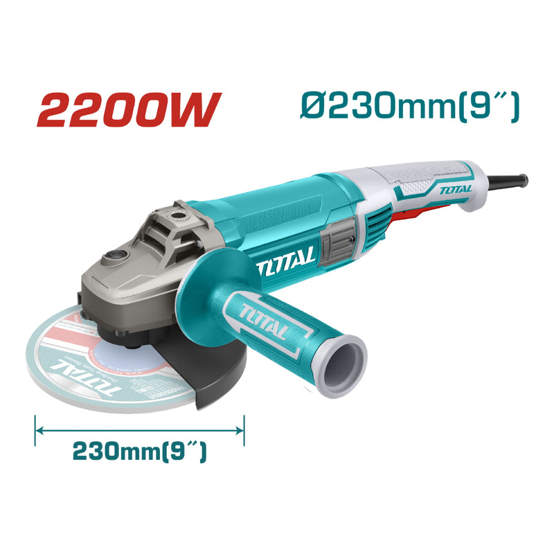 Esmeril angular de 9" Total 110V-120V~50/60Hz 2200W. 5/8"-11 UNC, 6600/min.