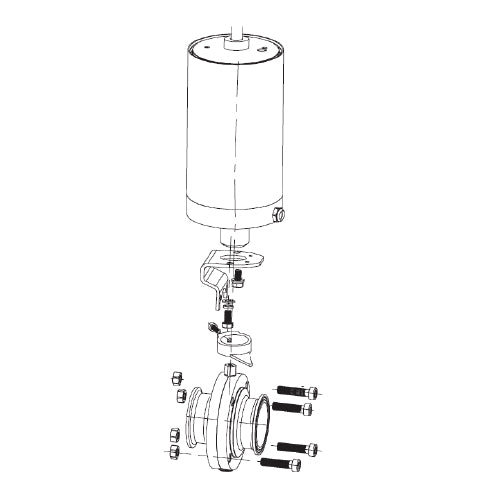 Actuador neumatico acero inox. para valvulas mariposa de 1" a 3".