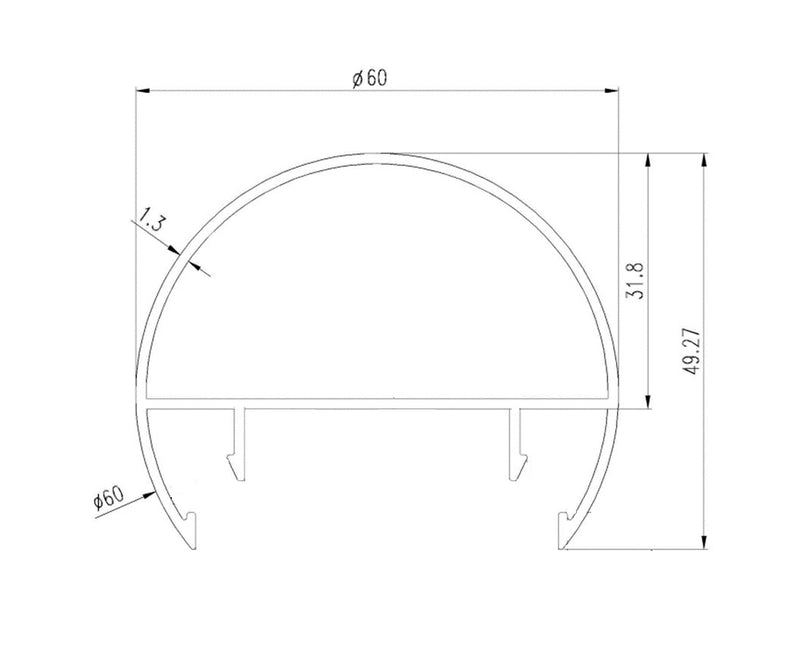 Tubo Redondo Pasamanos Aluminio de clipar Diametro 60mm Largo 5.85m Anodizado Negro