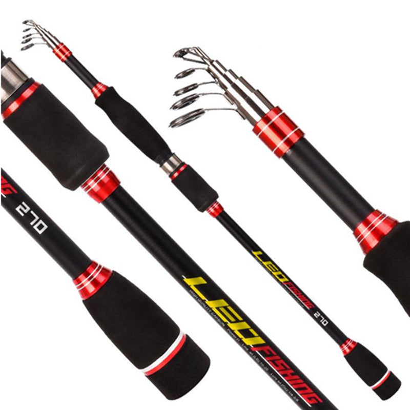 Cañas de pescar telescópicas, spinning carbono.