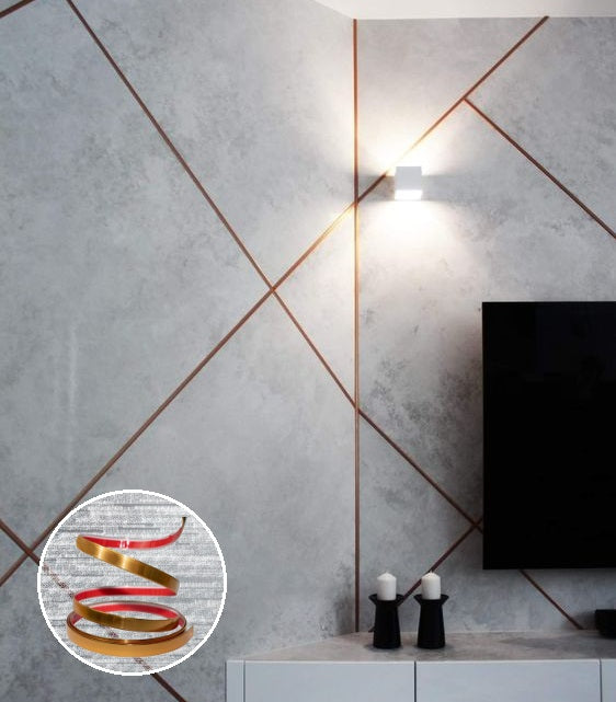 Cinta de acero Inoxidable Bronce brillante Tira Autoadhesiva Decorativa 4cm x 5m largo para marmol PCV