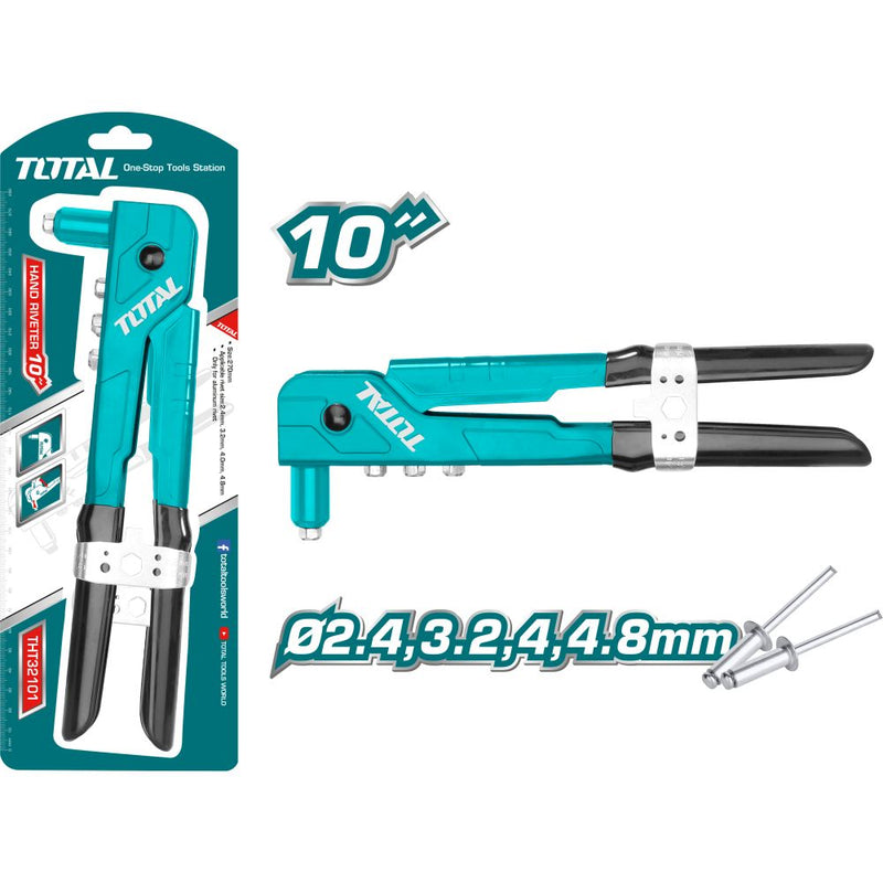 Remachadora Manual de 10". Para remaches de 2.4mm, 3.2mm, 4mm, 4.8mm.