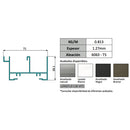 Marco Superior Ventana VC mosquitero. Espesor 1.27 mm Largo 5.85 mts. Acabado Anod Negro VC124