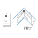 Escuadra de teton fijo de 24.4 x11mm para marco de serie perimetral de 60 mm.