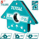 Soporte de Soldadura Escuadra Magnetica de 5". Fuerza de Traccion 75 Lbs. Angulos 45°, 90°, 135°,