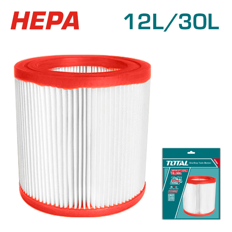 Filtro para Aspiradora Total de 12L y 30 L. HEPA. Nivel de filtrado F8. Eficiencia de filtrado > 95%