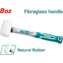 Martillo de goma 8 OZ/220g 45% goma natural blanca suave. Mango de fibra de vidrio