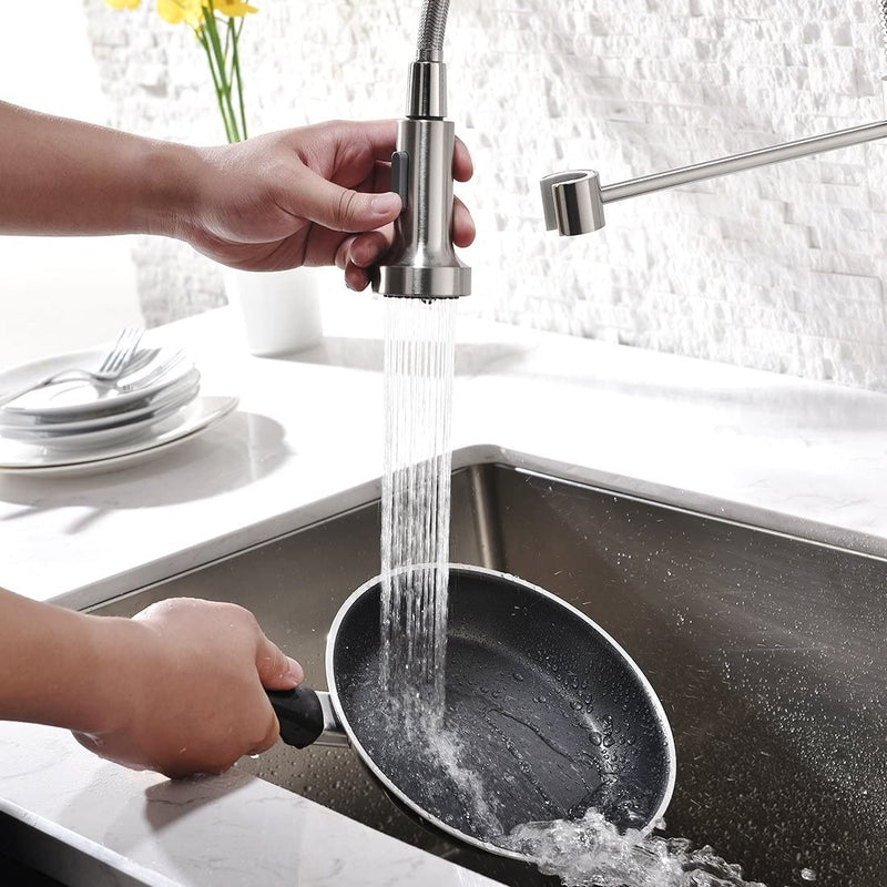 Grifo para Fregador de Cocina con resorte extraible, Metal Mate.
