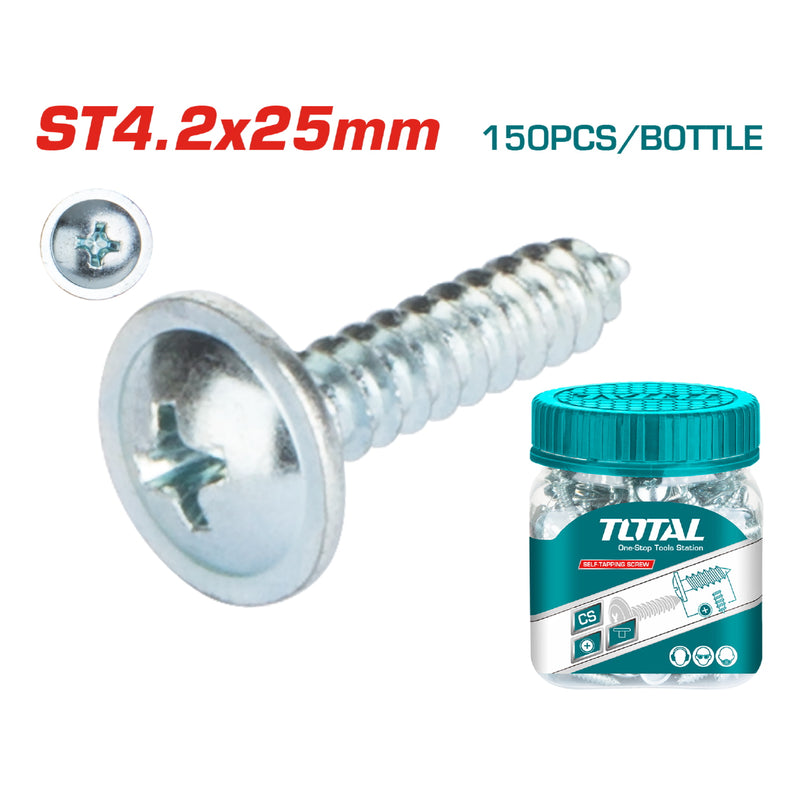 150/pzas Tornillo penetrante ST4.2x25mm estrella phillips cabeza plana ancha Truss. Galvanizado