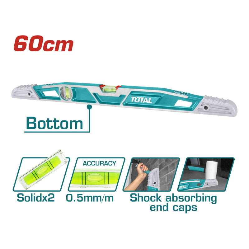 Nivel de albañil para nivelacion de ceramicas con goma para martillar 60 cm largo