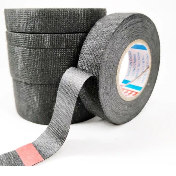Rollo de cinta adhesiva de tela para unir cables electricos, Negro 32mm x 15Mts