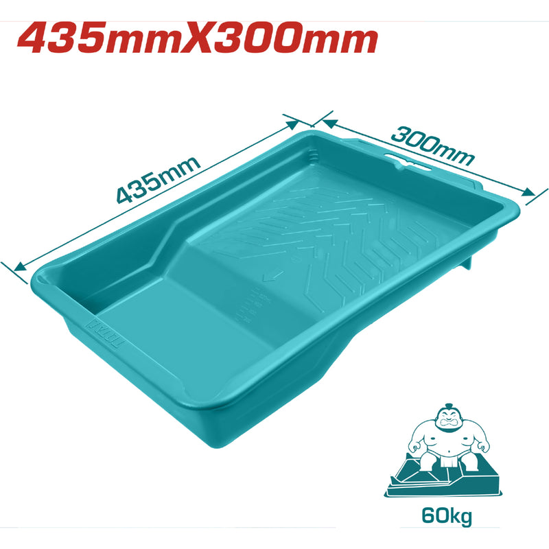 Bandeja para pintar. 435 x 300 x 75 mm. Peso 395 gr. Con marca de Volumen. Diseño especial.