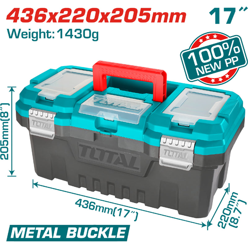 Caja de herramientas de plástico 17" TOTAL grapas Metálicas de alta calidad