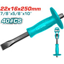 Cincel de 24 mm cabeza, mango 18 mm largo 300 mm. Alta calidad.