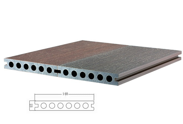 Deck WPC piso exteriores dual color Gris plata / Teca  23 x140x2900mm