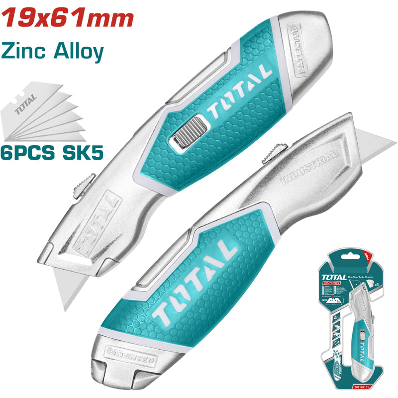 Exacto de 175 mm. Con cuchillas de 61 mm x 19 mm. SK5. Con 6 cuchillas de repuesto.