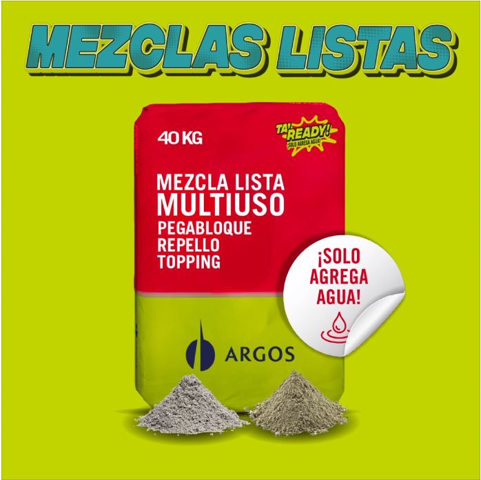 Cemento listo Incluye arena y aditivos para repello, topping y pegabloque ( solo agregar agua) 40kg