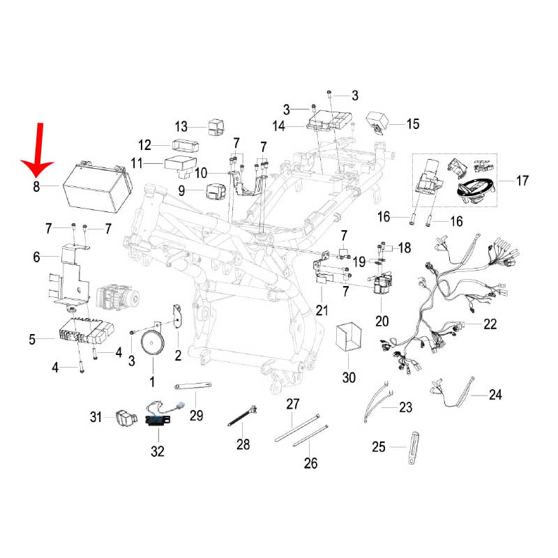 Bateria para moto DTX9-BS 12V 8Ah (ZAFFERANO250 / 302S / LEONCINO500 / TRK502X / TNT600 / 752S)