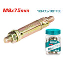 12/pza Taco galv de 4 pcs carcasa heavy duty M8x75. Diam. Externo 14 mm. Largo carcasa 50 mm