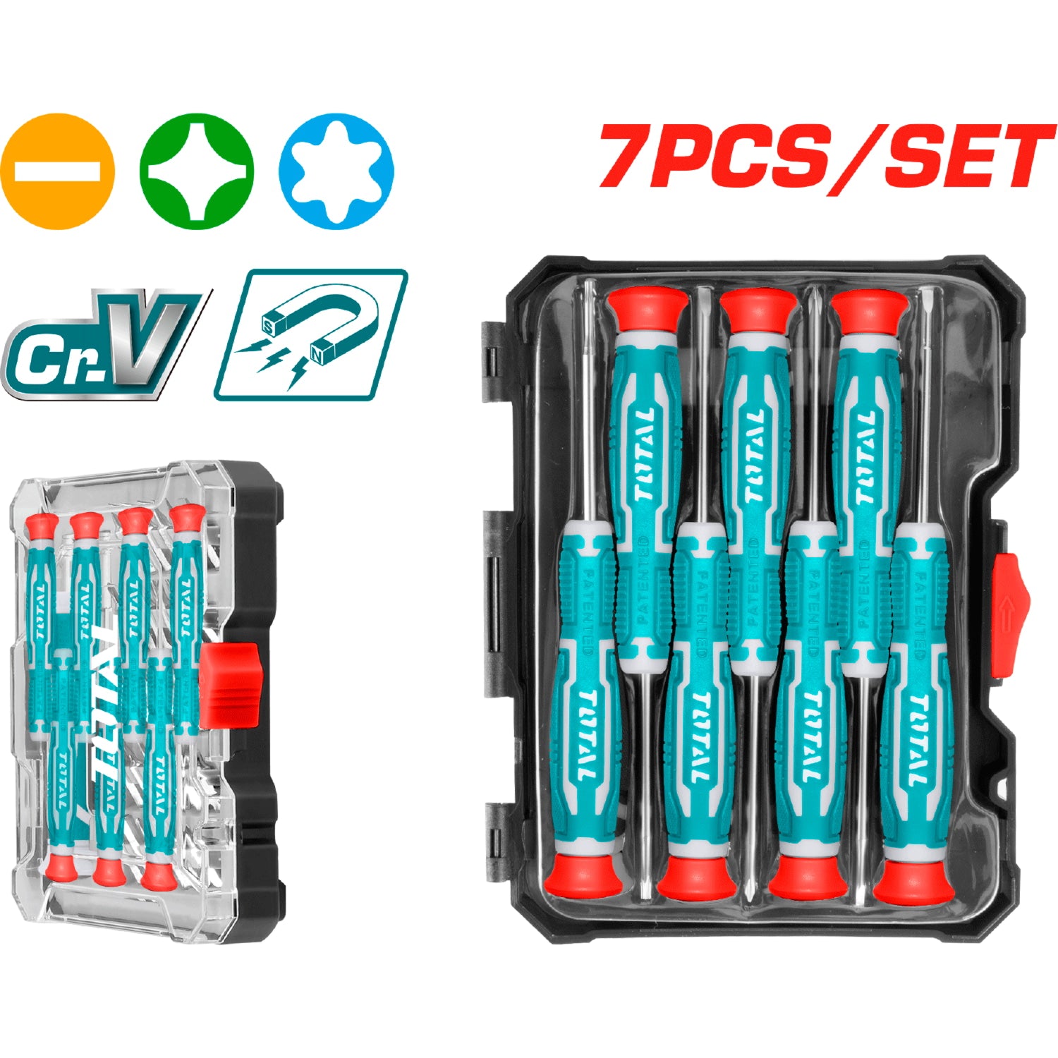 Juego Destornillador precision(7pza) SL2.0*50, SL2.5*50, SL3.0*50,PH00*50, PH0*50, T6*50, T8*50 CR-V