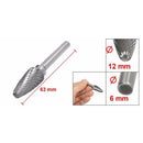 Fresa de carburo de tungsteno 12 mm diametro con vastago de 1/4" para usar con mototool