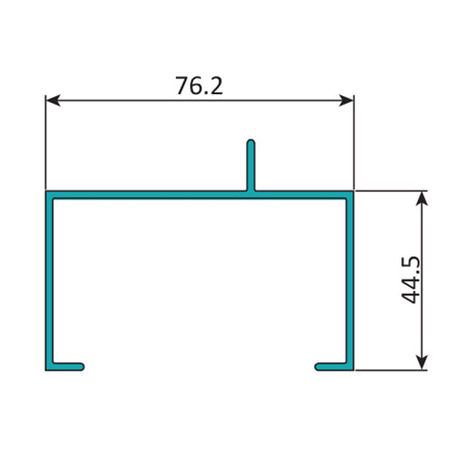 CE-30 Perfil Marco Fijo 3" x 1 3/4"  Abierto con Aleta Descentrada. E = 1.8 mm. L = 5.85 m NEGRO
