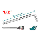 Extension Barra en L de 1/2" DR. Longitud: 12" (300mm). Cr-V (50 BV 30). Cromado.