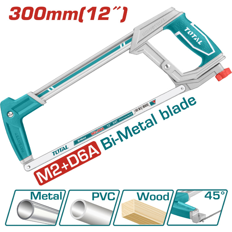 Segueta Industrial para Metal de 300 mm / 12" para trabajo pesado. Incluye 1 Hoja de Sierra