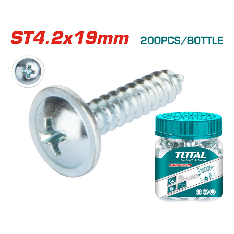 200/pzas Tornillo penetrante ST4.2x19mm estrella phillips cabeza plana ancha Truss. Galvanizado