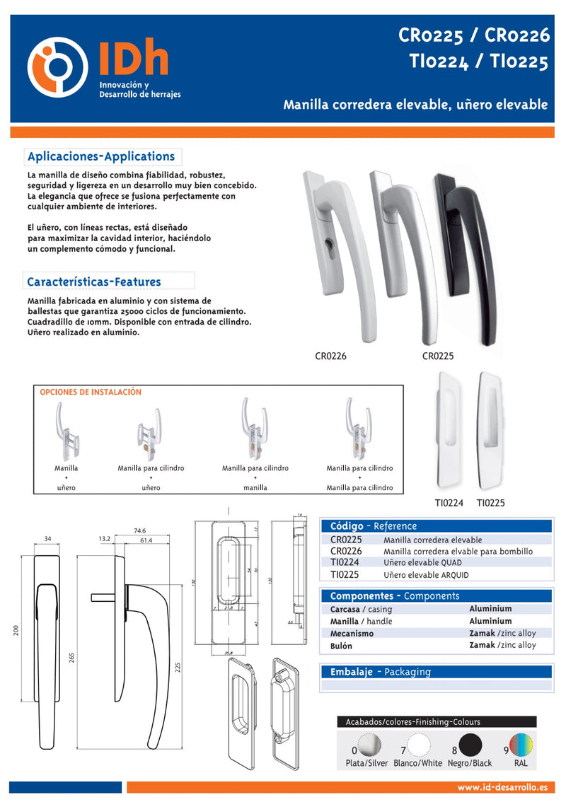 Manilla ccon Bombillo para Sistema Elevable Europa. Color Blanco.