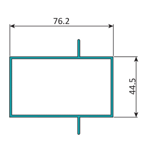 TRC-41 Perfil Marco Fijo 3" x 1 3/4"  Cerrado Doble Aleta Descentrada. E =1.5 mm. L=5.85 m NEGRO