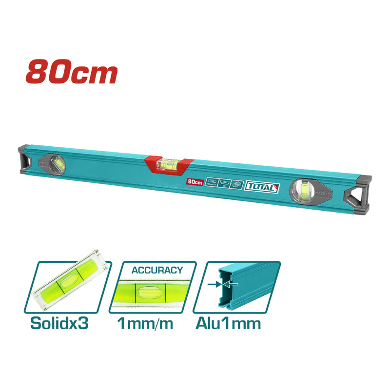 Nivel de Burbuja de 80 cm. Espesor del Aluminio 1 mm. Alta Calidad. Alta Precision.