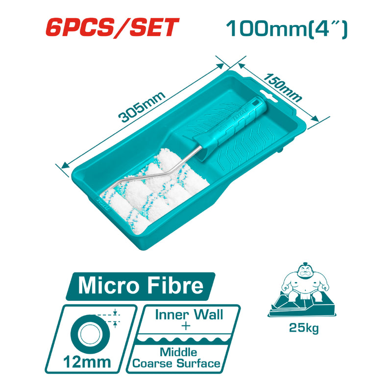 Rodillo para pintar + bandeja  de 4" con 4 repuestos
