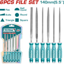 Juego de 6 limas delgadas 140x3 mm plana, redonda, media caña cuadrada triangular y conica