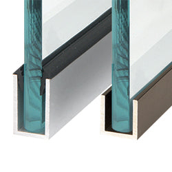 U-Channel Vidrio de 10 mm de Aluminio. Alto 19 mm. Largo de 3 m. Acabado Satinado