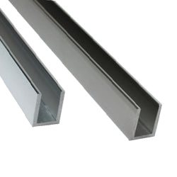 U-Channel Vidrio de 10 mm de Aluminio. Alto 19 mm. Largo de 3 m. Acabado Satinado